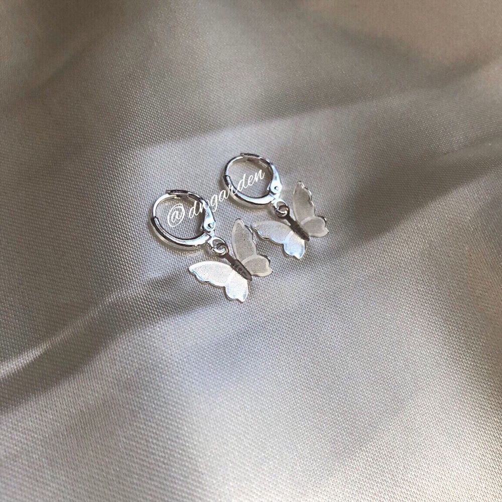 Silver Butterfly Huggie Earrings